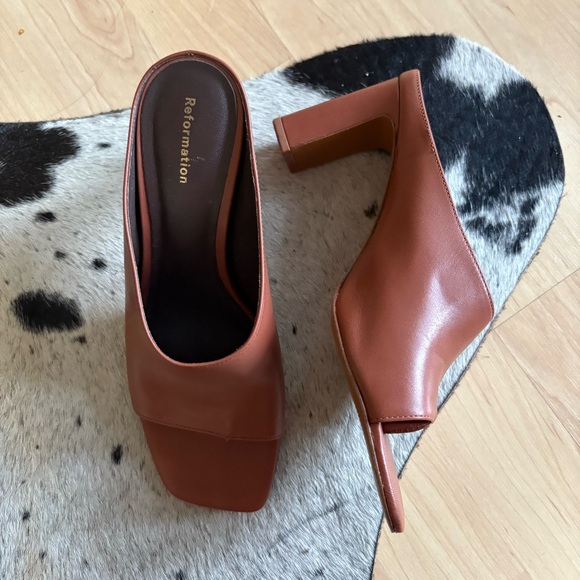 REFORMATION Lou Lou Block Heel Mule In Brown Size‎ 6.5 - Picture 2 of 10